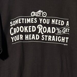 Biker Black Tee with White Graphics